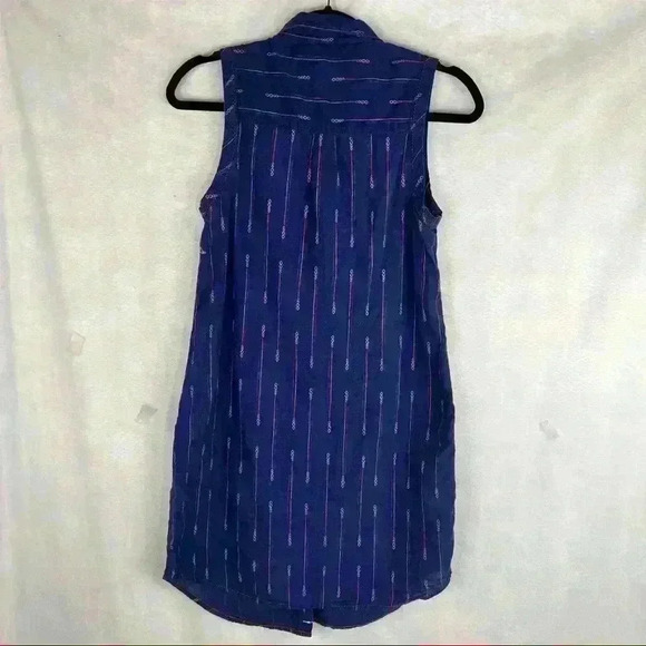 Toad&Co Organic Cotton Dress Womens S Indigo Ridge Sleeveless Button Up Pockets - Picture 6 of 14